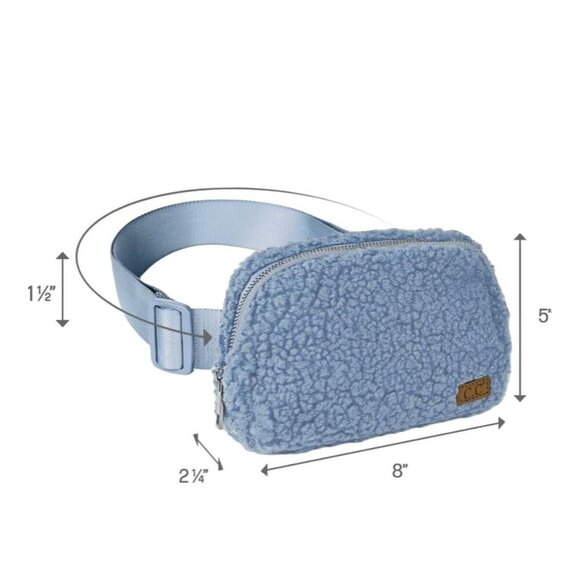 Brand New C.C. Sherpa Belt Bag Fanny Pack Pale Blue - Picture 12 of 12
